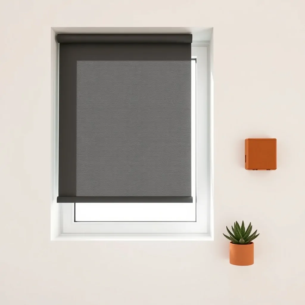 Persiana de seguridad motorizada en un ambiente minimalista, resaltando las ventajas de motorizar persianas de seguridad en el hogar.