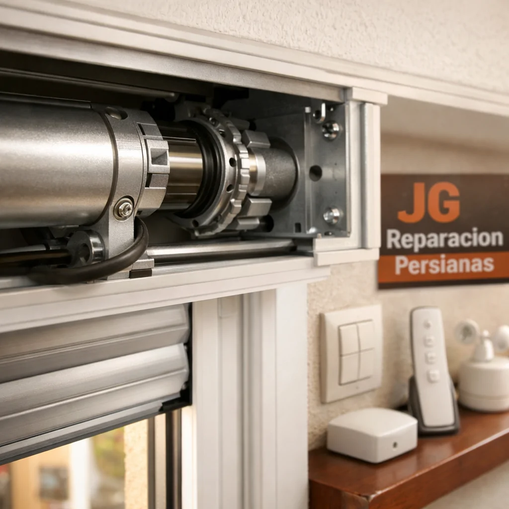 Motor tubular de persiana instalado sobre ventana, con lamas de aluminio, mando y sensor; Que sistemas de motorizacion de persianas estan mas valorados en el mercado