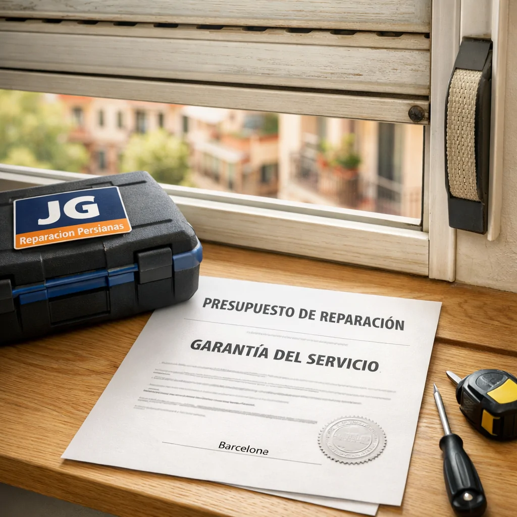Presupuesto y garantu00eda de reparaciu00f3n de persianas en Barcelona junto a obturador instalado; proveedores recomendados.